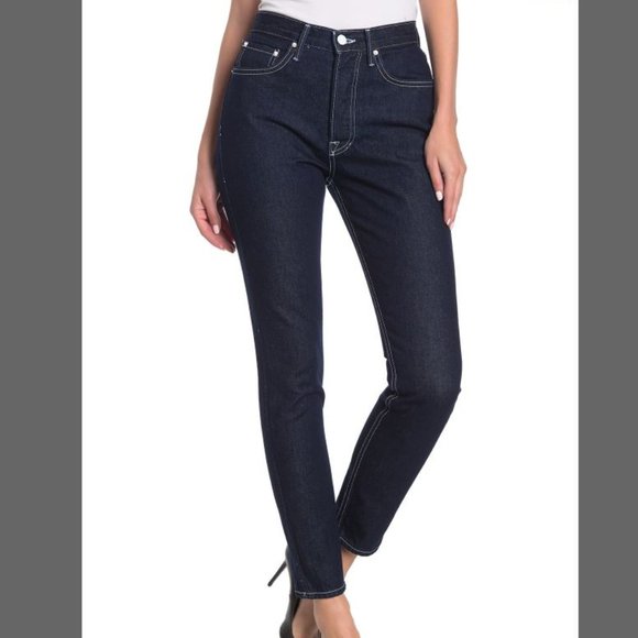 GRLFRND Karolina High Rise Skinny Jeans Dark Wash - Picture 1 of 8